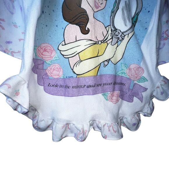 Vintage 90 Disney Beauty and Beast Princess  Belle mirror ruffled girl nightgown - Picture 2 of 9